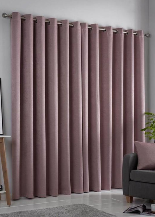 Fusion Strata Thermal Dim-Out Eyelet Curtains in Blush