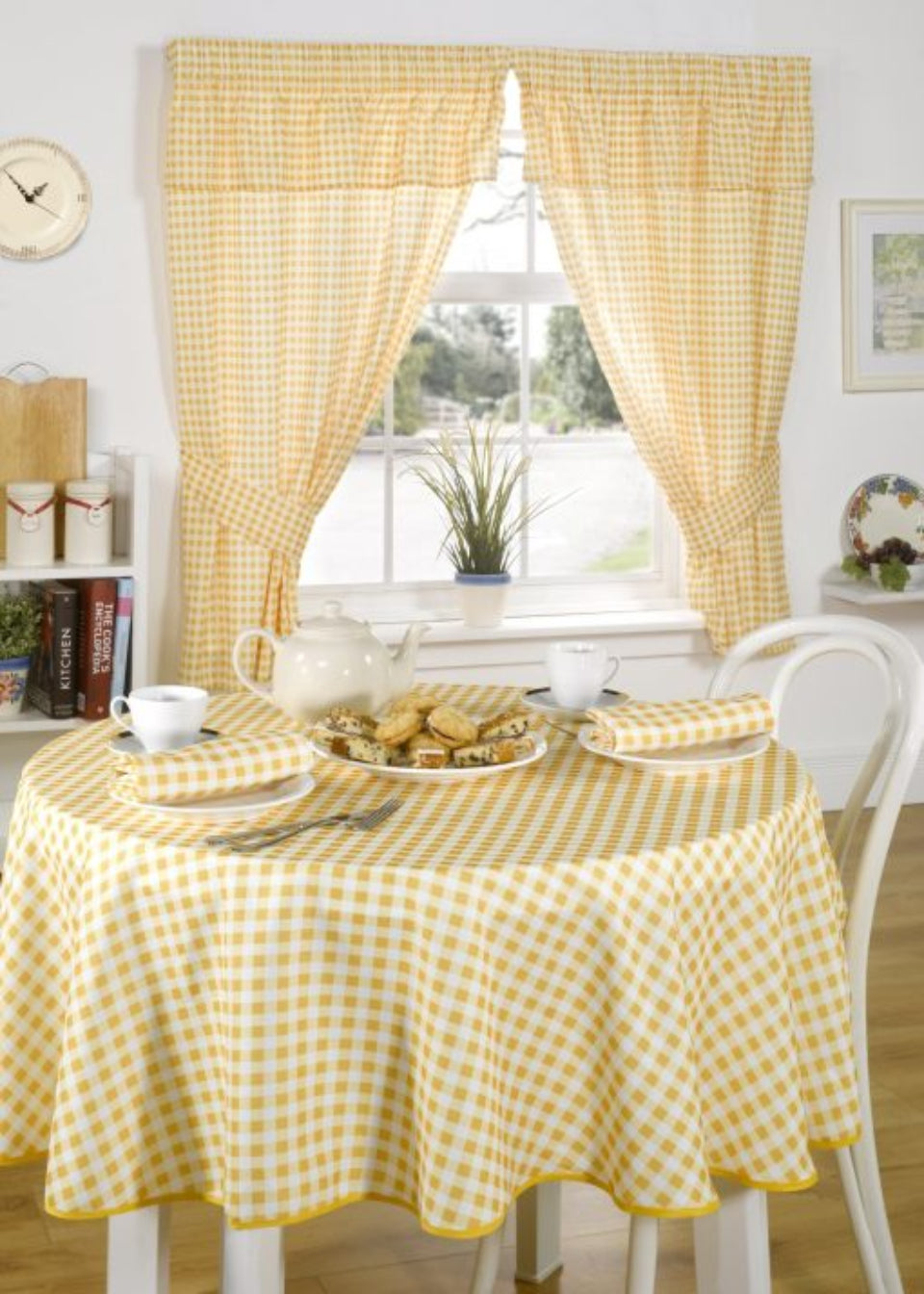 Molly Gingham Pencil Pleat Curtains in Lemon