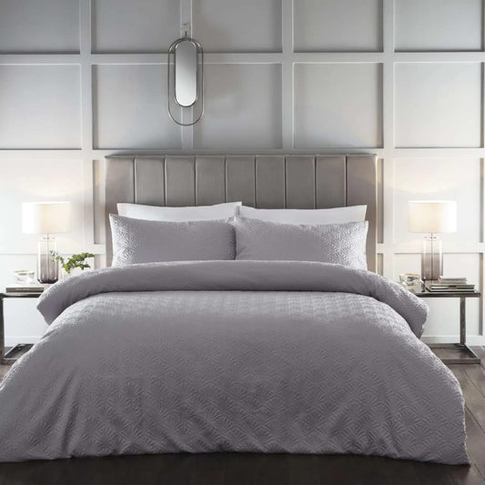 Sorrento Seersucker Duvet Set in Grey