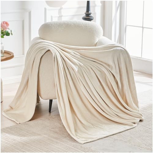 Plain Flannel Throw Cream