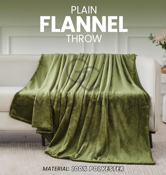 Plain Flannel Throw Sage