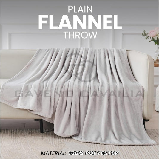 Plain Fleece Throw Silver