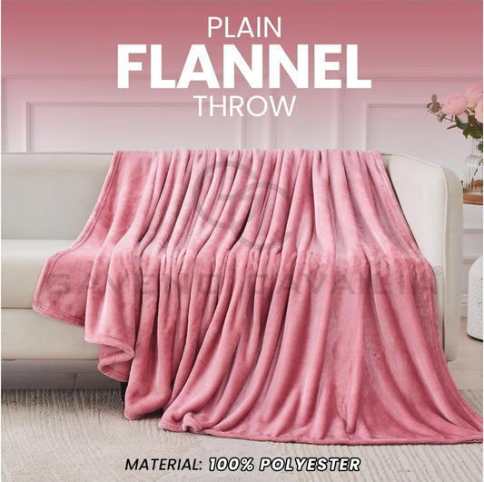 Plain Fleece Throw Pink