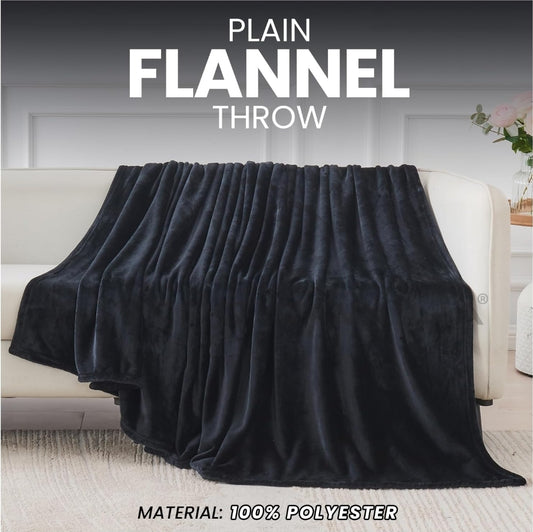 Plain Fleece Throw Black